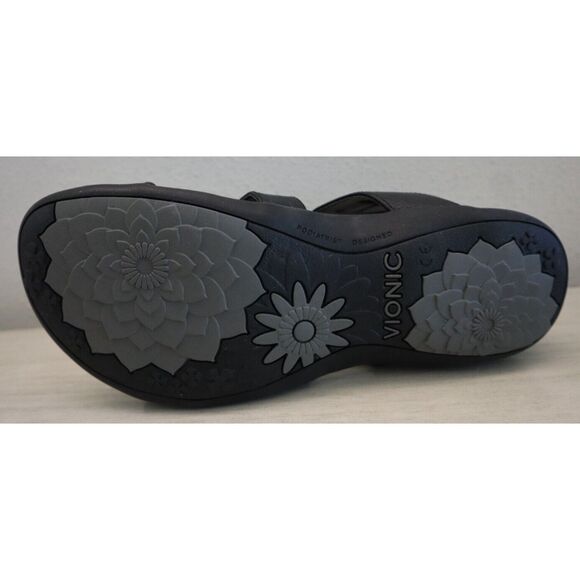 Vionic Women's Sz 10M Black Croco Amber Adjustable Orthotic Sandals - Picture 4 of 12